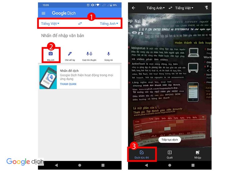 Google Dịch hình ảnh - Khi nào nên dùng camera trực tiếp? Google Dịch hình ảnh - Khi nào nên dùng camera trực tiếp?