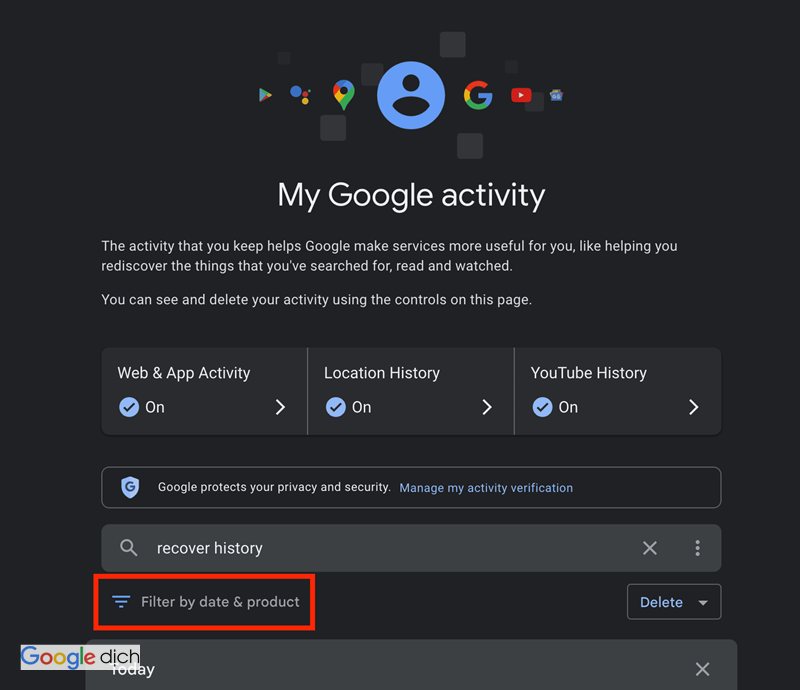 Khôi phục lịch sử Google Dịch - Kiểm Tra Lịch Sử Trong Google My Activity